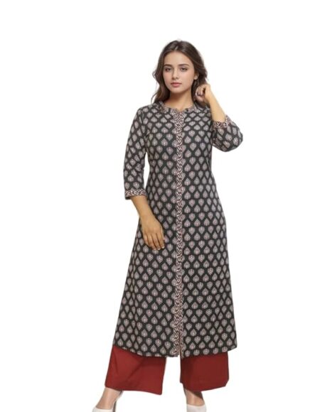 Women'S Cotton Kurti A-Line Black