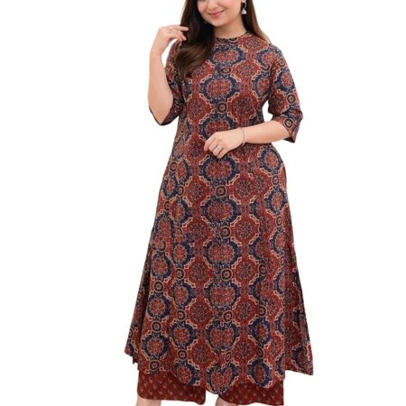 Women’s Cotton Blend Straight Kurta with Palazzo