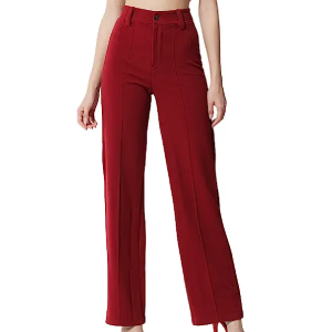 Women Polyester Blend Solid Trousers