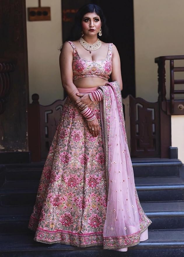 Women's Silk Semi Stitched Lehenga Choli With Dupatta