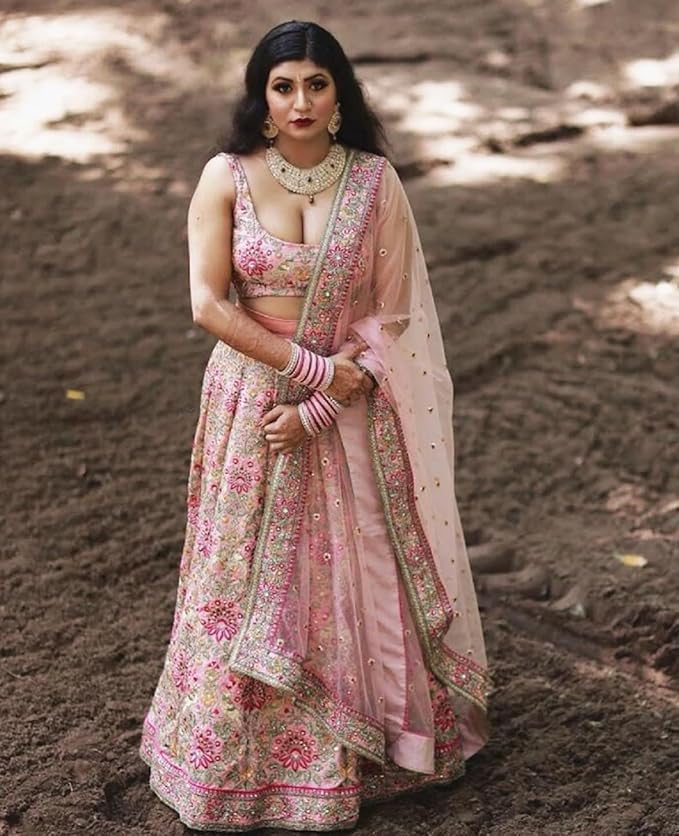 Women's Silk Semi Stitched Lehenga Choli With Dupatta