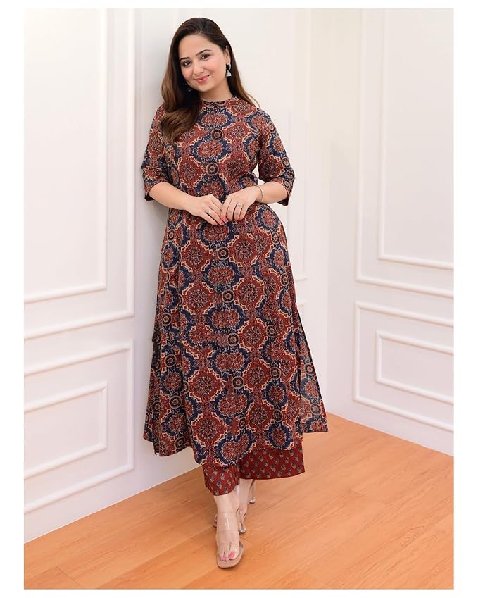 Women’s Cotton Blend Straight Kurta with Palazzo