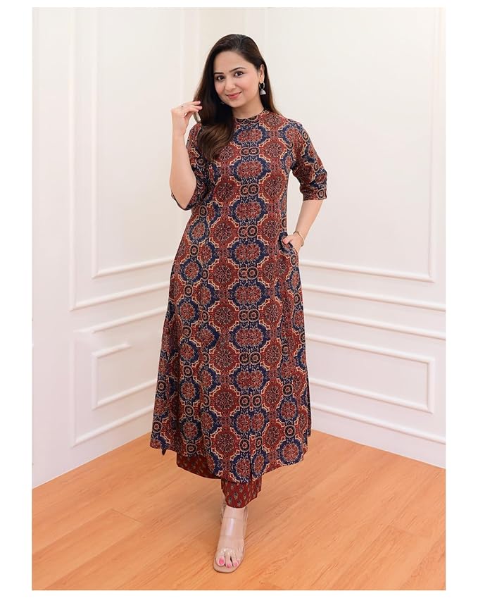 Women’s Cotton Blend Straight Kurta with Palazzo