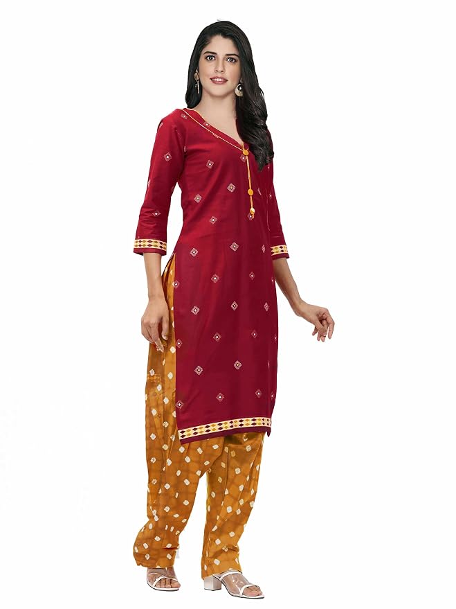 Women's Cotton Printed Unstitched Salwar Suit, Cotton Dupatta