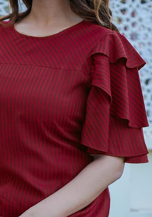 Stripe Printed Straight Regular Fit Top For Women