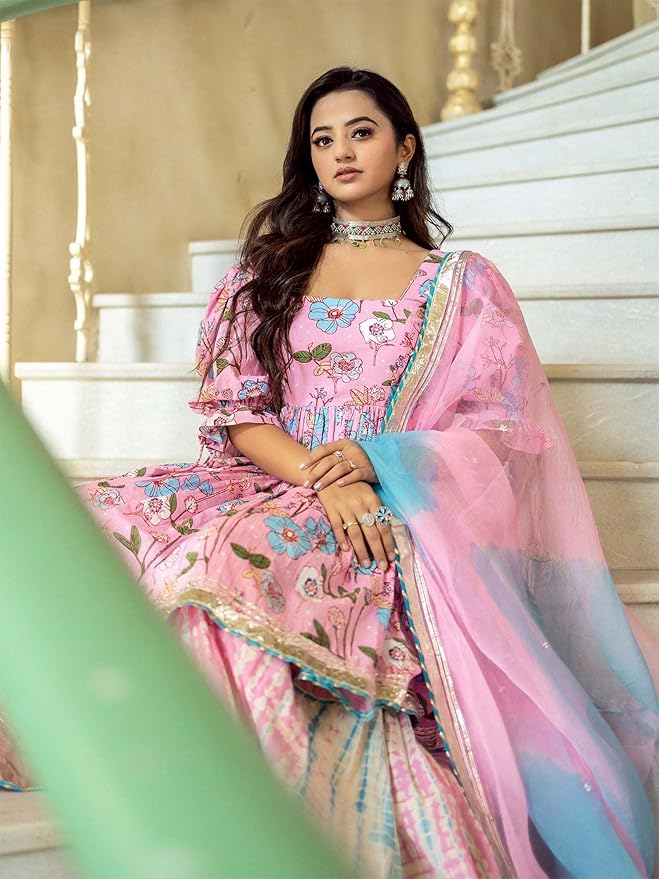 Women Kurta Sharara with Dupatta Set for Women for Wedding