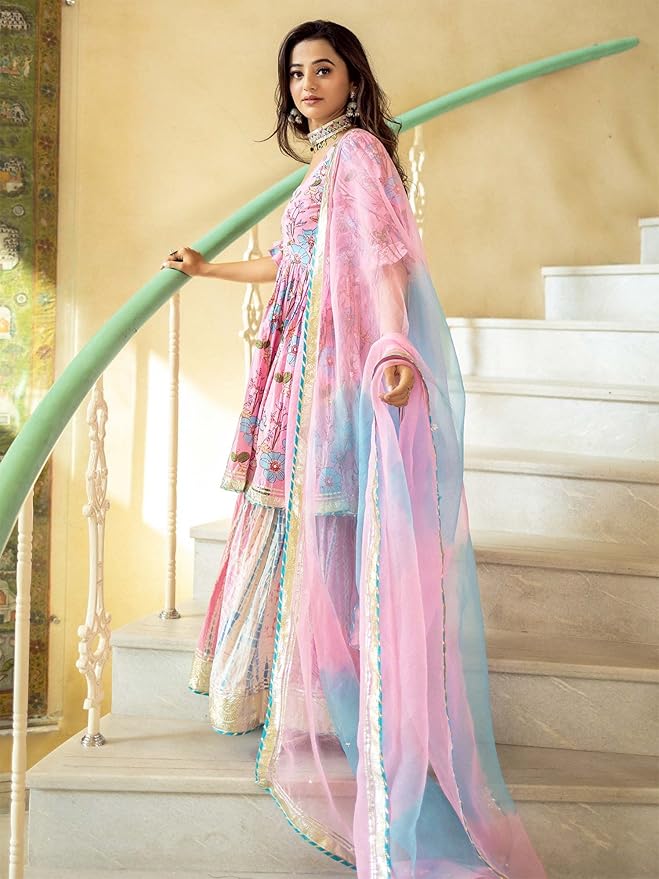 Women Kurta Sharara with Dupatta Set for Women for Wedding