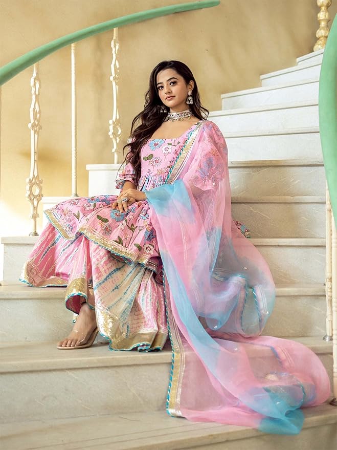 Women Kurta Sharara with Dupatta Set for Women for Wedding
